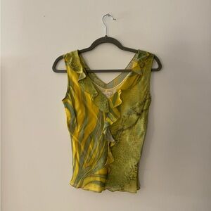 ONE OF A KIND Green and Yellow Cache Top